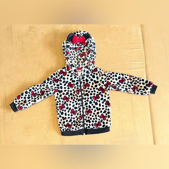 Minnie Mouse Toddler Girls Leopard Fleece Hooded Jacket, Size 3T - Picture 4 of 7